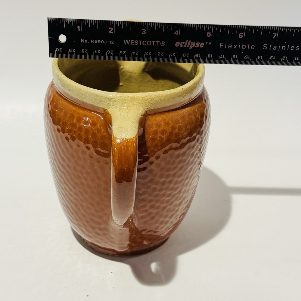 Vintage Watt‎ Pottery Stoneware Pitcher 7"  Tan & Burnt Orange Textured 1950's - Picture 12 of 13